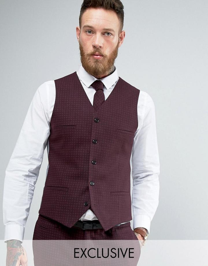 Noak Super Skinny Vest With Lux Tonal Print - Red