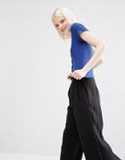 Monki Button-up T-shirt - Navy