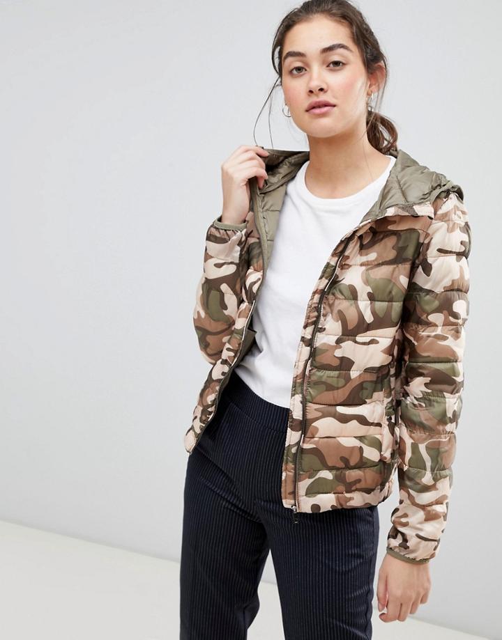 Pull & Bear Camo Printed Windbreaker In Multi - Multi