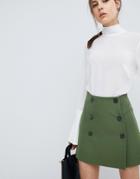 Asos Double Breasted Mini Skirt - Green