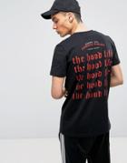 Criminal Damage T-shirt In Black With Hood Life Back Print - Black