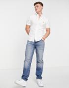 Polo Ralph Lauren Icon Logo Short Sleeve Oxford Shirt Slim Fit In White