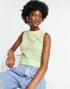 Monki Wen Recycled Polyester Knit Sweater Vest In Green