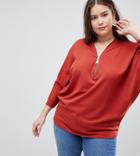 Ax Paris Plus Zip Front Tunic - Red