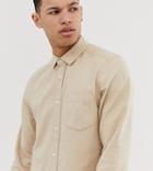 Asos Design Tall Regular Fit Flannel Marl Shirt In Ecru - Cream