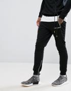Night Addict Skinny Joggers With Zips And Panelling - Black