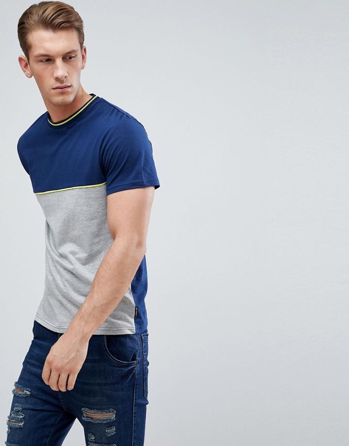 D-struct Block Stripe T-shirt - Navy