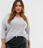 Vero Moda Curve 3/4 Sleeve Jersey Top In Gray