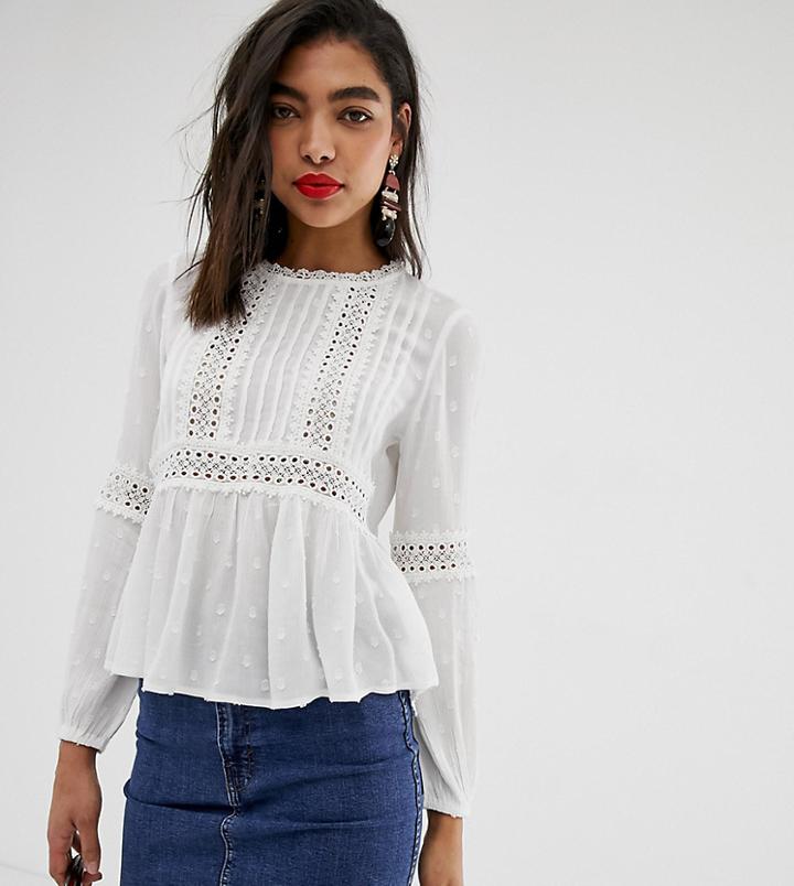 Stradivarius Crochet Waist Detail Blouse In White - White