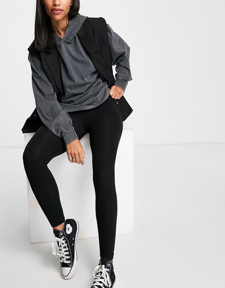 Miss Selfridge Black Cotton Leggings - Black