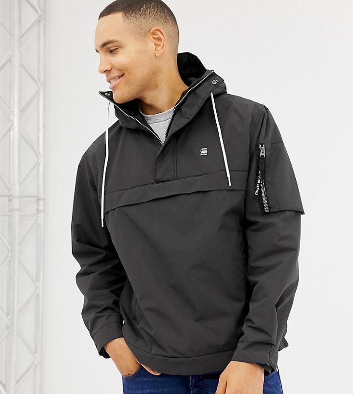 G-star Rackam Hooded Anorak Jacket In Black - Black