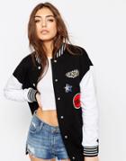 Asos Petite Bomber With Badges - Multi