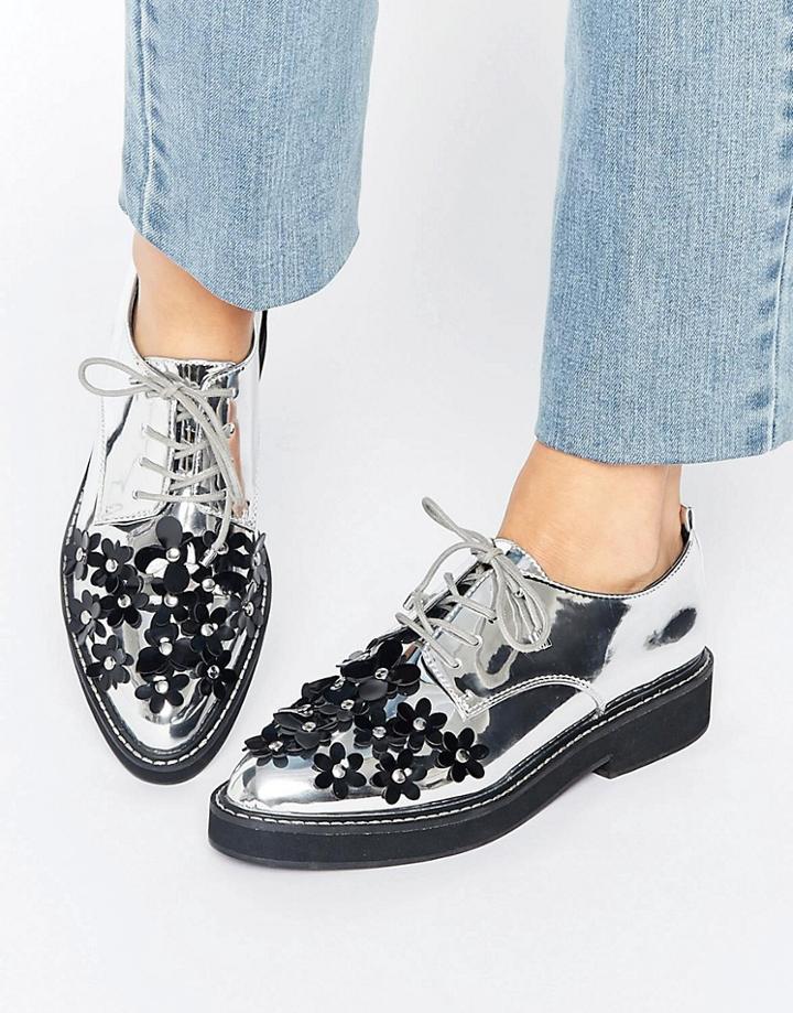 Asos Mischa Embellished Brogues - Silver