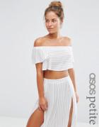 Asos Petite Stripe Frill Beach Top Co-ord - Multi