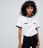 Ellesse Ringer T-shirt With Embroidered Chest Logo - White