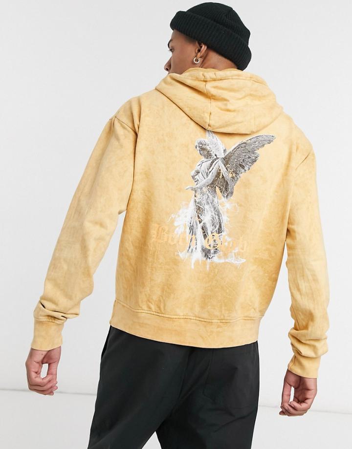 Night Addict Hoodie Set With Angel Back Print In Off White