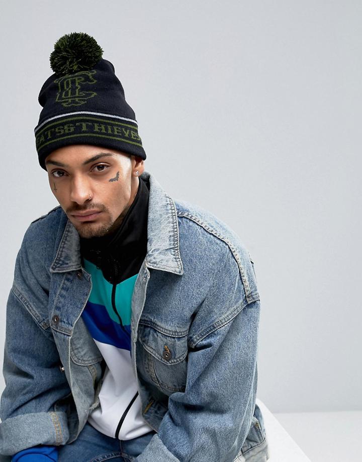 Cheats And Thieves Bobble Beanie Hat - Black
