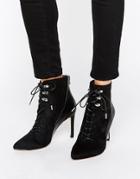 Call It Spring Annebella Lace Up Point Heeled Ankle Boots - Black