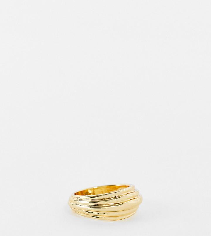 Designb Curve Ridged Ring In Gold Tone