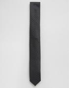 Asos Slim Tie With Polka Design In Black - Black