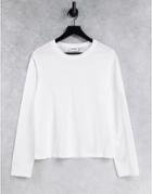 Weekday Alanis Cotton Long Sleeve Top In White