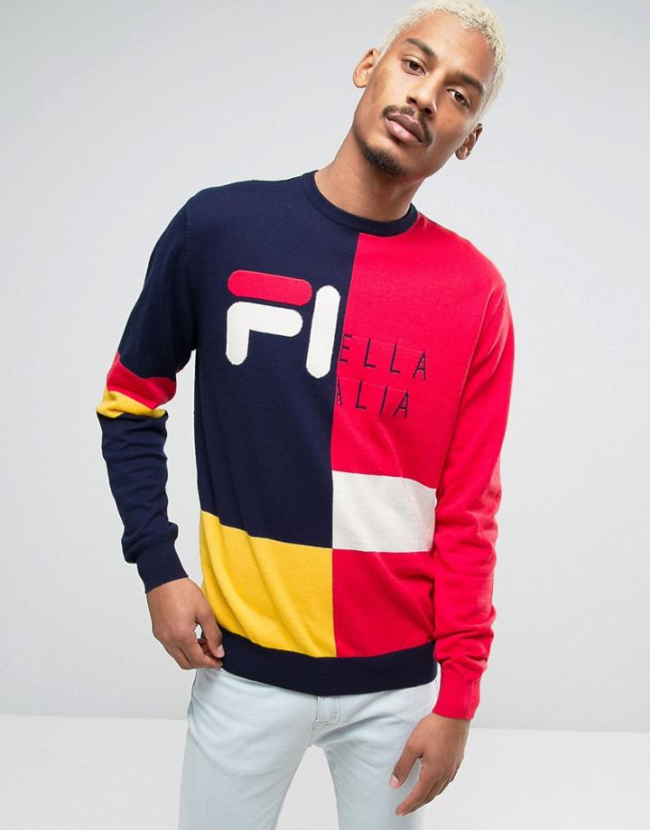 Fila Black Knitted Sweatshirt With Patch Logo - Navy