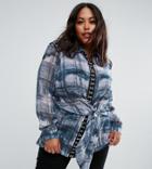 Asos Curve Deconstructed Blouse In Watercolor Check With Hook & Eye - Multi