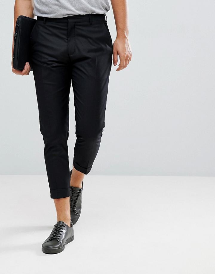 Selected Homme Smart Cropped Pants In Black - Black