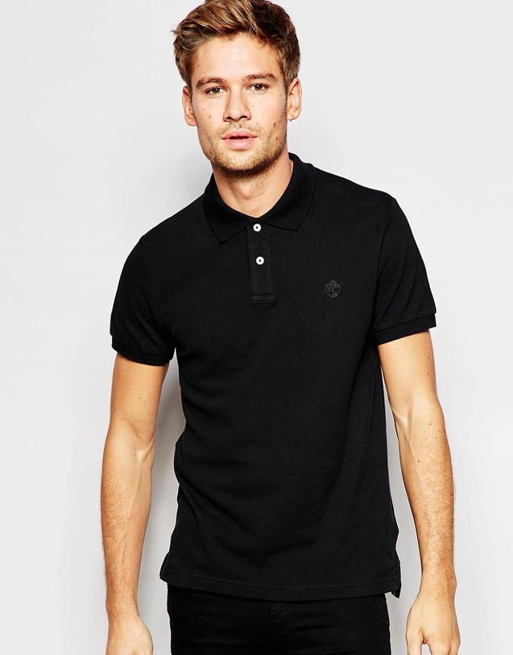 Esprit Pique Polo Shirt In Slim Fit - Black
