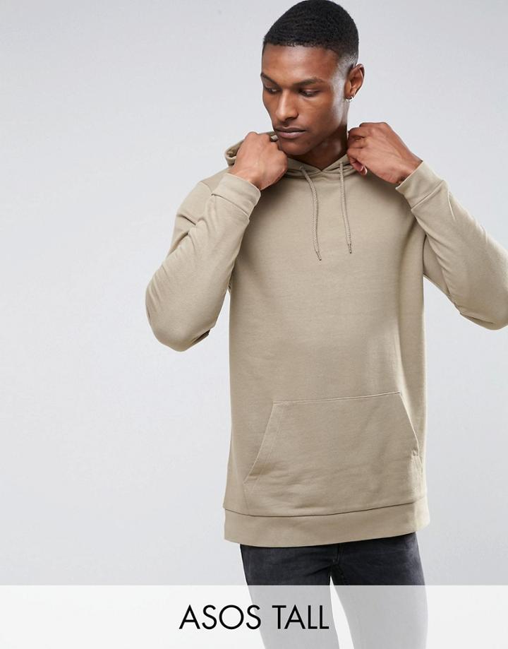 Asos Tall Longline Hoodie In Beige - Beige