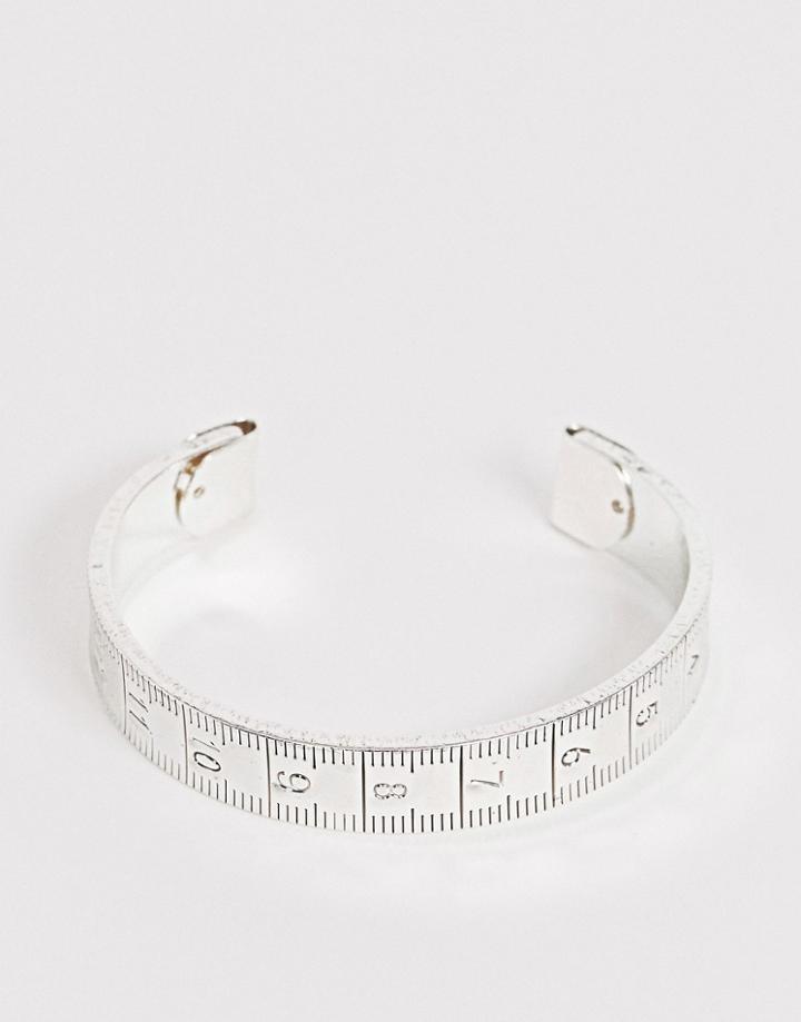 Icon Brand Measuring Tape Metal Cuff In Silver - Silver