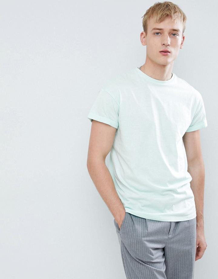 New Look T-shirt With Roll Sleeve In Mint Green - Green