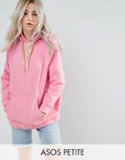 Asos Petite Oversized Hoodie With Cut Out Front - Pink