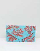 Clutch Me By Q Hand Beaded Blue Clutch - Blue