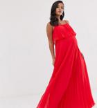 Asos Design Maternity Pleated Crop Top Maxi Dress-red