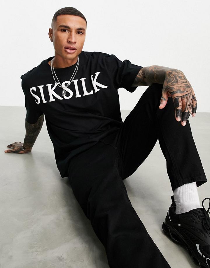 Siksilk Logo Oversize T-shirt In Black
