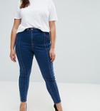 Asos Curve Ridley High Waist Skinny Jean With Triple Seams - Blue