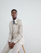 Asos Design Wedding Slim Suit Jacket In Stone 100% Wool - Stone