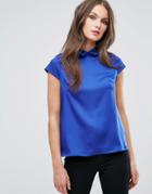 Vesper High Neck Shirt With Lace Collar - Blue