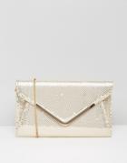 Lotus Sequin Envelope Clutch Bag - Beige