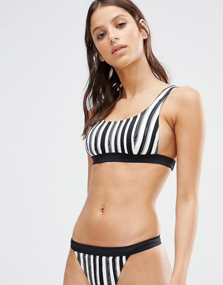 Evil Twin Cheeky Stripe Crop Bikini - Black
