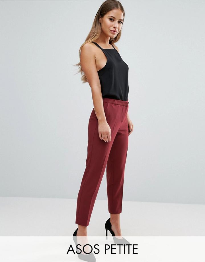 Asos Petite Ankle Grazer Cigarette Pants In Crepe - Red