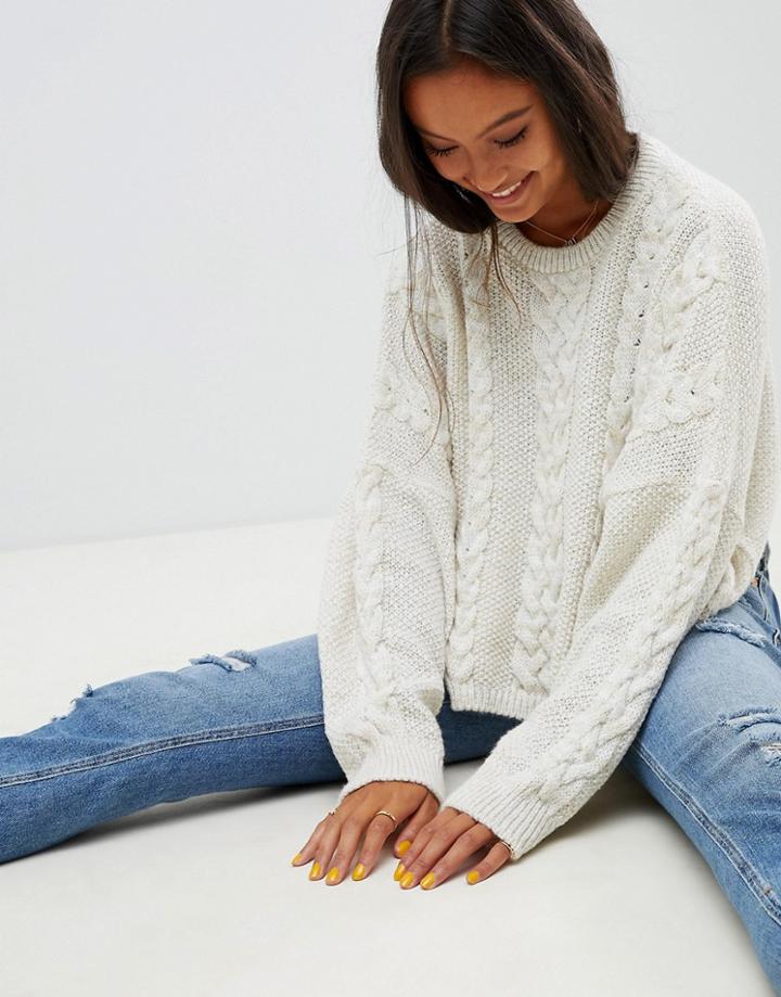 Asos Design Cable Sweater - Cream