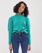 Asos Design Chunky Sweater With Stitch Detail - Green