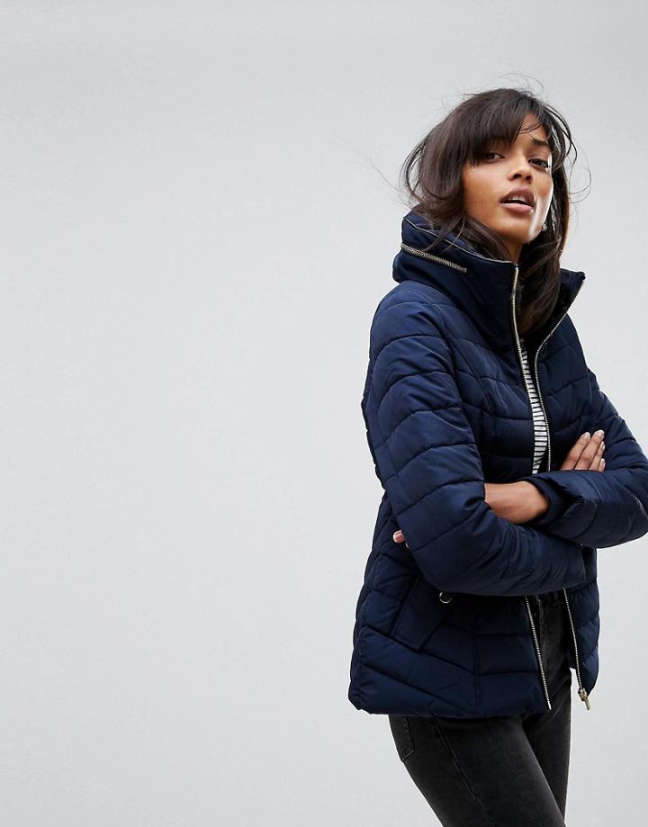 Oasis Premium Drawstring Waist Padded Jacket - Black