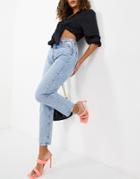 Stradivarius Organic Cotton Mom Fit Vintage Jean In Bleach Wash-blues
