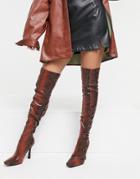 Simmi London Minar Over The Knee Boots In Brown Snake