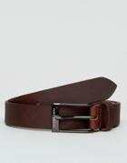 Peter Werth Saffiano Leather Belt In Brown - Black