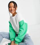 Asos Design Petite Cocoon Sweatshirt With Contrast Sleeve In White