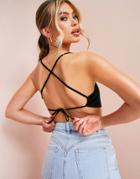 Asos Luxe Minimal Bandeau Tie Back Crop Top In Black